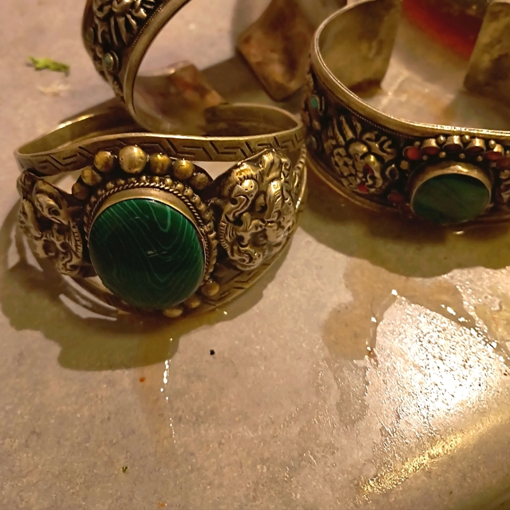 Silver turquoise and other stones bracelets